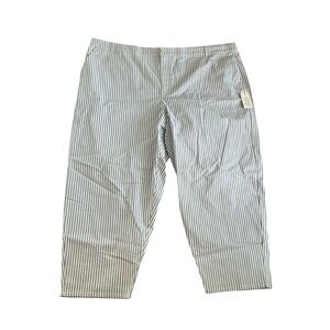 Eloquii Women Blue White Striped Wide Leg Pants Plus Size 24 NWT Cotton